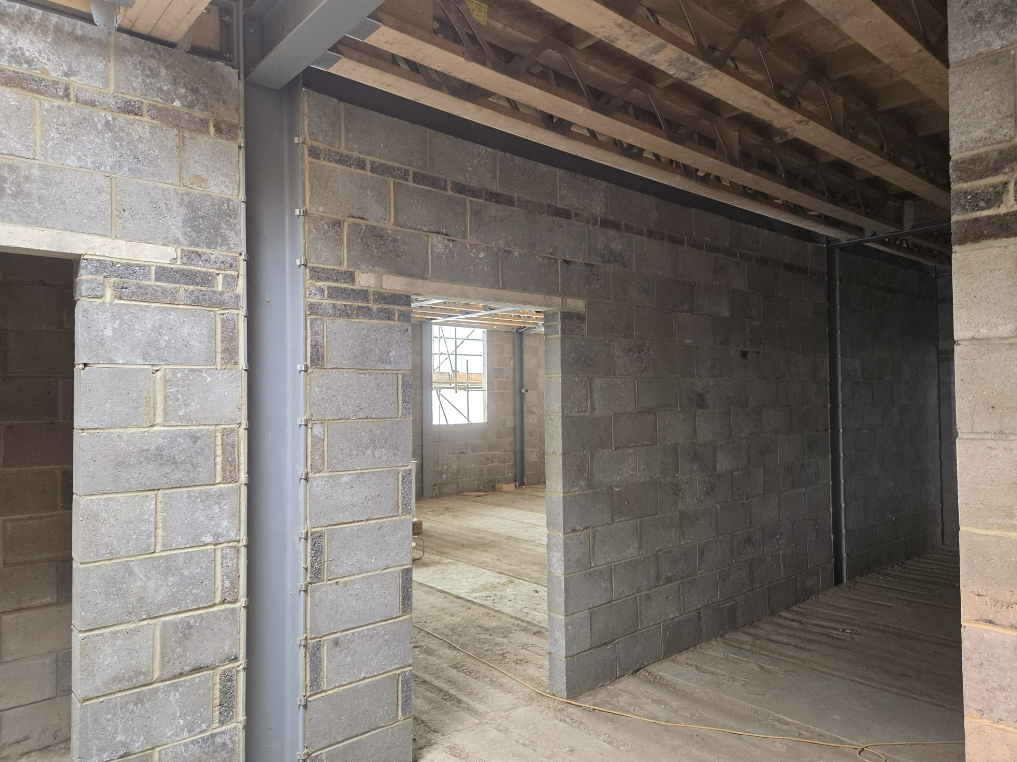 Blockwork walls and door openings on a commercial fit-out
