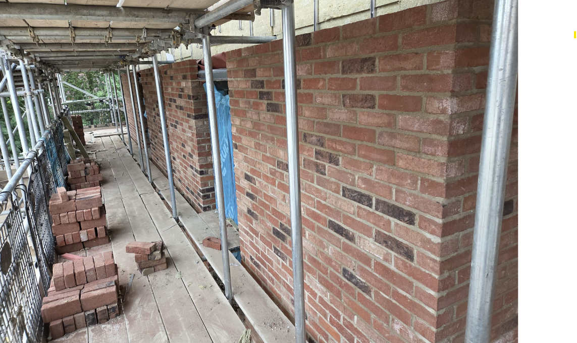 Brick and block cavity walls on a new housing site