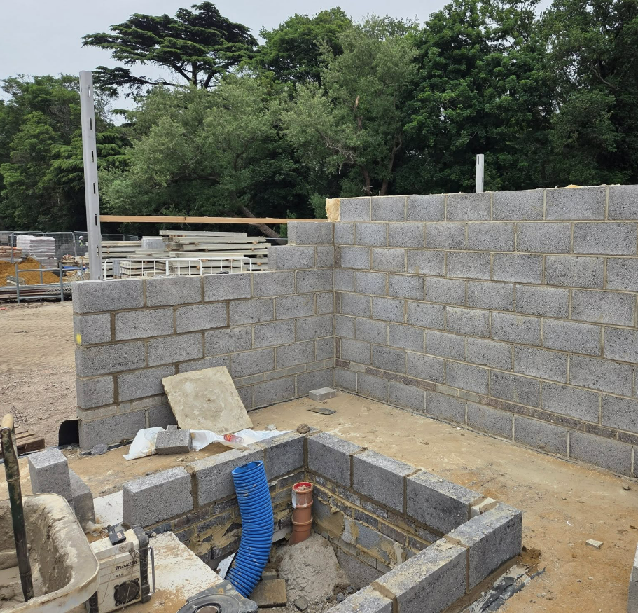 Blockwork and drainage services on the flat site