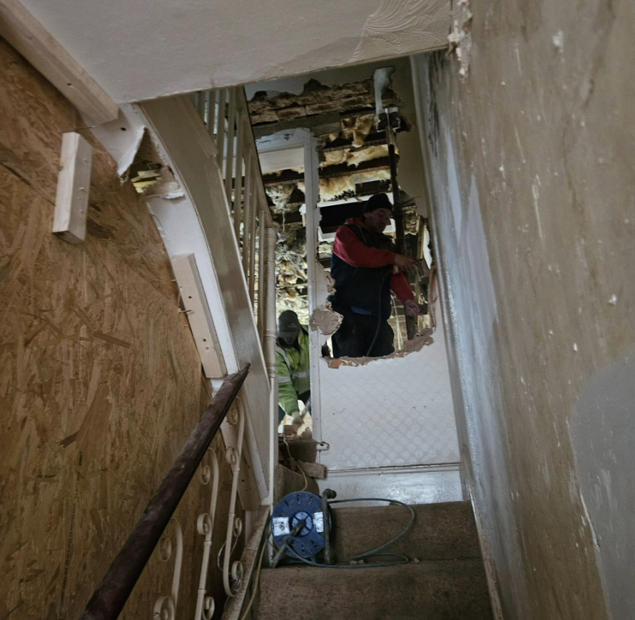 Strip-out and demolition of internal walls, ceilings and stairs